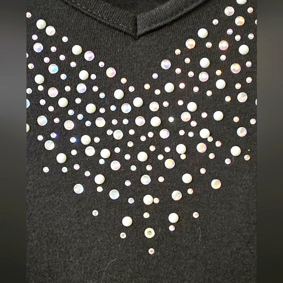 NWT Quacker Factory 3/4 Sleeve V-neck Black Tunic Size L - Picture 7 of 7